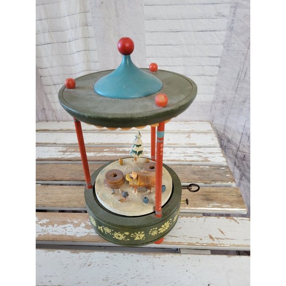 Thorens Jesus musical box vintage Joy to the world moving animated wooden antiqu - Picture 2 of 7